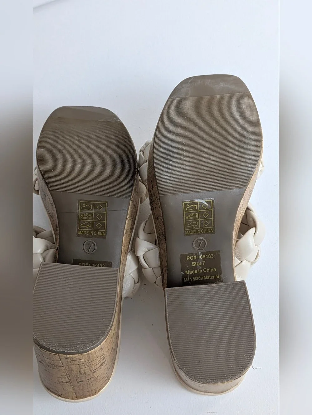 Journee Collection Kyaa Vegan Leather Braided Slip On Sandals Size 7 Cream New